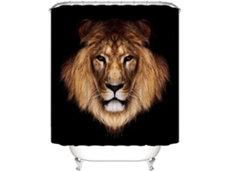 Cortina De Baño Black Lion De Tela 72x72 Pulgadas Con 12 Ganchos, Resistente Al Descoloramiento Y Lavable A Máquina