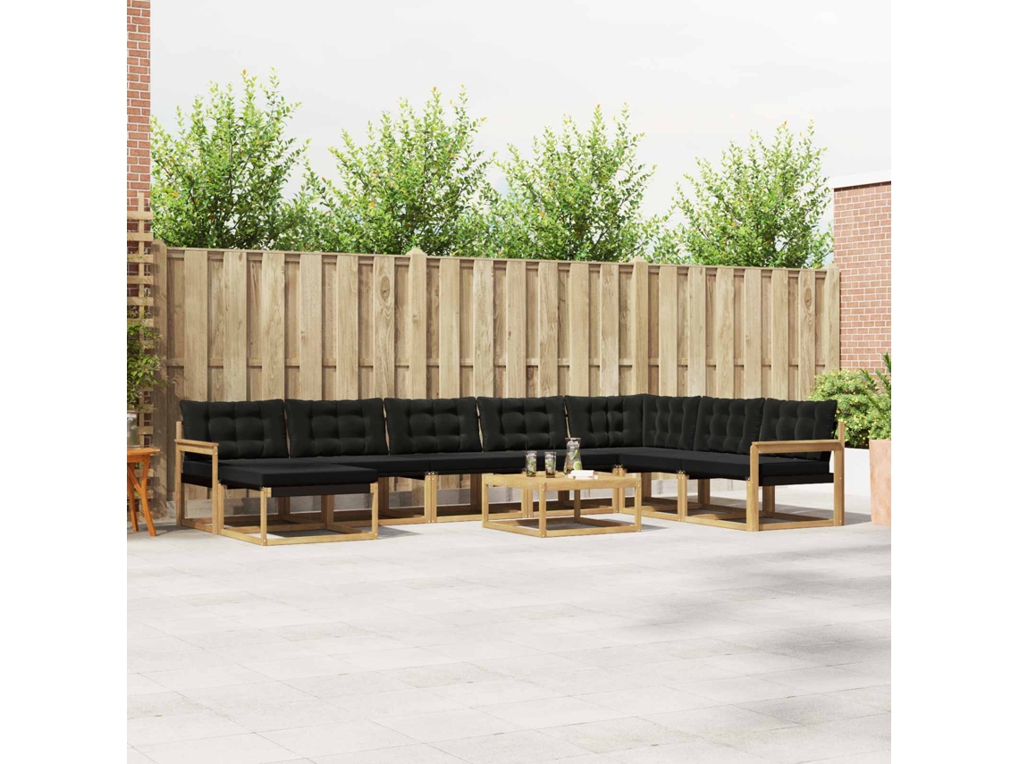 Vidaxl Conjunto De Sofás Para Exterior 9 Unid. Branco E Preto