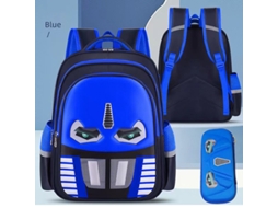 Mochila Infantil De Robô Cartoon Com Estojo, Faixa Refletiva E Proteção Para A Coluna Tamanho S Azul Claro