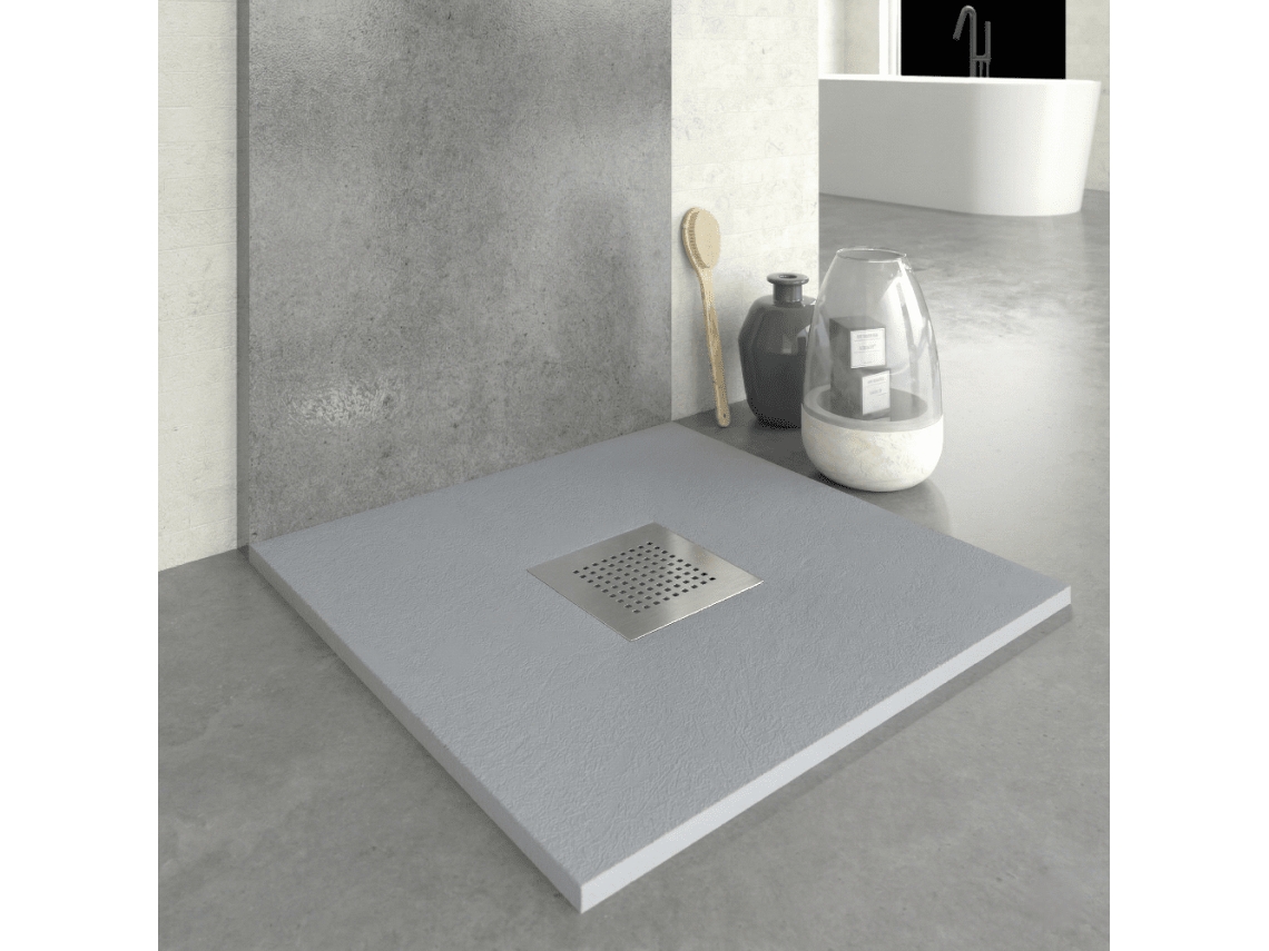 Base de Duche de Resina Slate Cinza 70x80 Cm com Grade RC