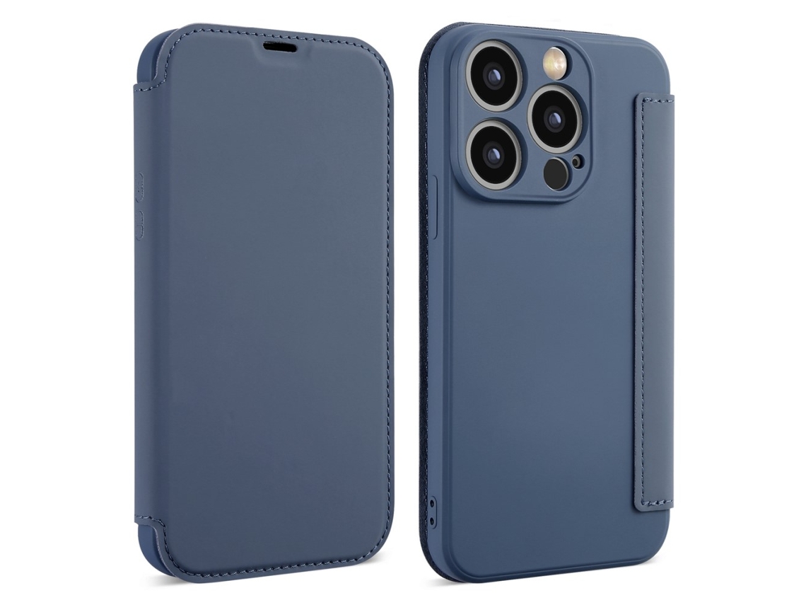 Suporte Casa Para Iphone 15 Pro Max Silicone Anti-choque Com Porta-cartões Azul