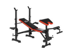 Banco De Pesos Multifuncional De Musculação Com Encosto Ajustável Suporte De Barras Para Fitness Treinamento Completo 105x150x112cm Preto