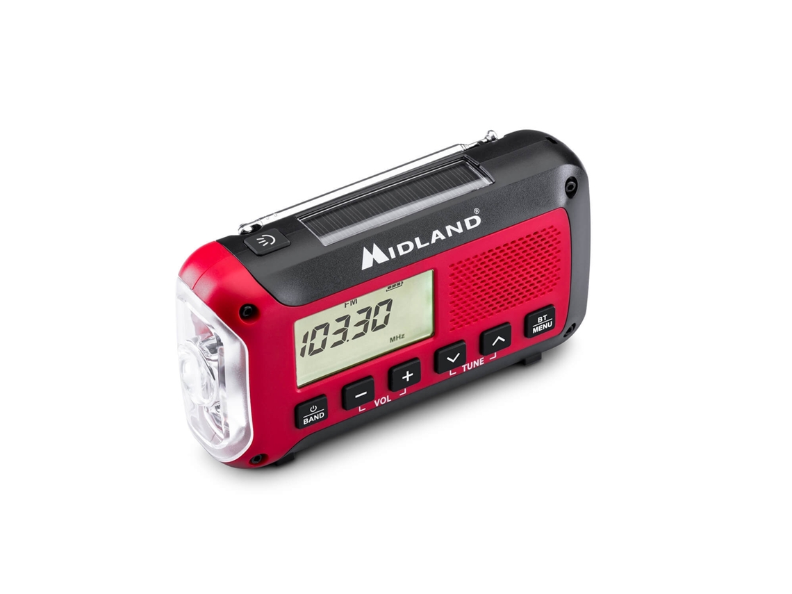 Rádio de Emergência com Bateria Externa ER250BT, Vermelho e Preto AQUAFORGE