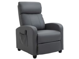 Poltrona de Massagem Reclinável com 2 Zonas Massagem 8 Programas e 5 Níveis Intensidade 68x88x98 Cm Cinzento FYNTERA EUROPA
