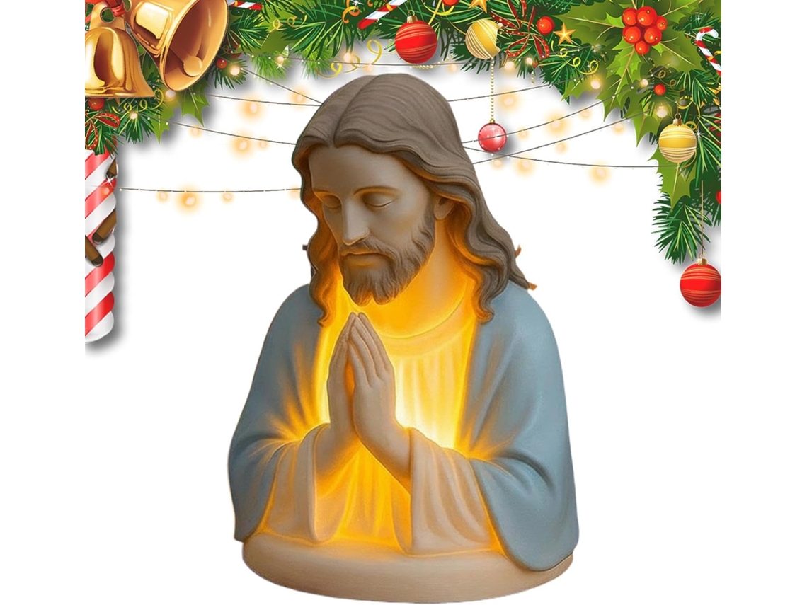 Luminária Noturna Oração Virgem Maria Estatueta Elegante Resina Proteção Suave Olhos Estátua Religiosa Ideal GOKOCO