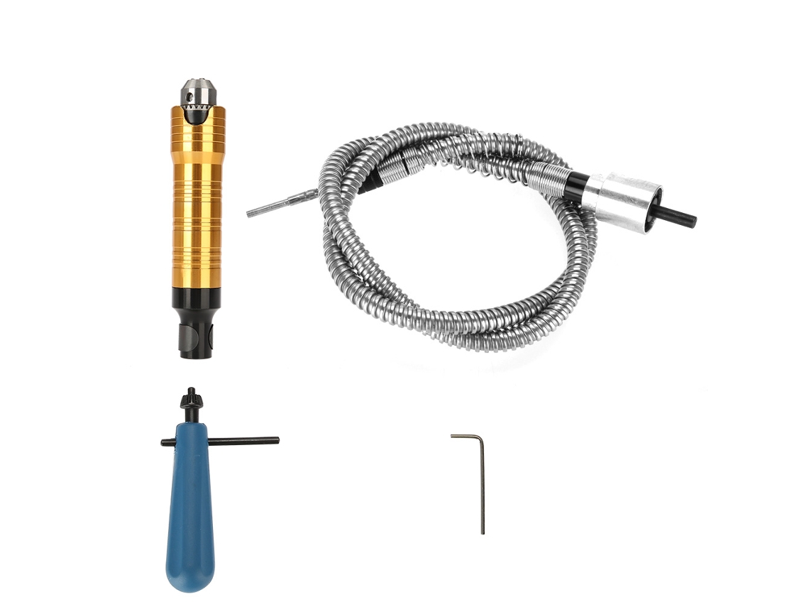 Eixo flexível de 6 mm com mandril de 0,5 a 6,5 mm para furadeira elétrica e esmerilhadeira rotativa.