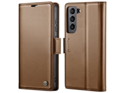 Capa Para Samsung Galaxy S22 5g Borboleta Fivela Litchi Textur De Telefone De Couro Rfid Antirroubo Marrom