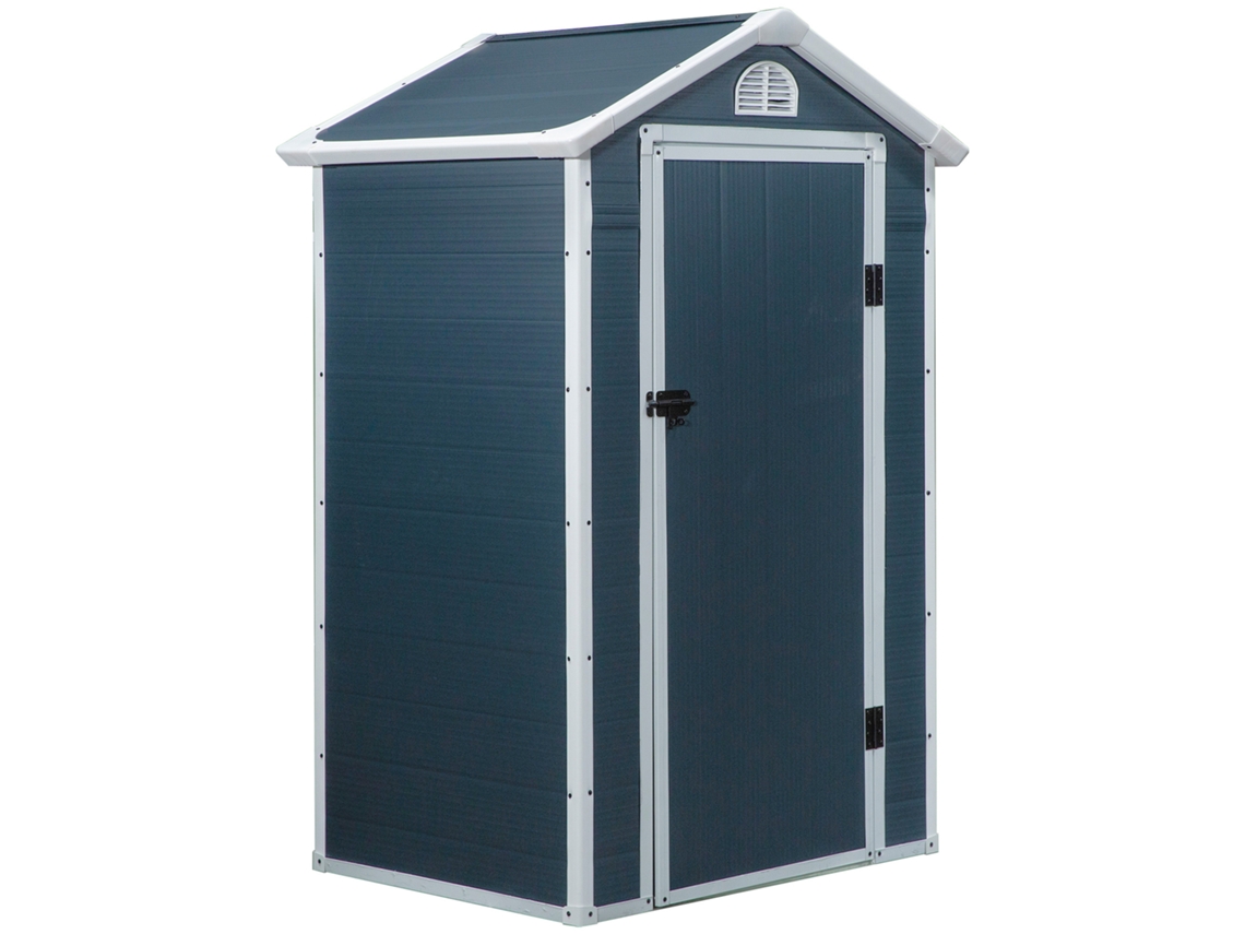 Galpão De Jardim Galpão De Jardim Com Janela De Ventilação Teto Monoinclinação Cinza Metálico 134 X 104 X 204 Cm Para Jardim E Exterior-ht