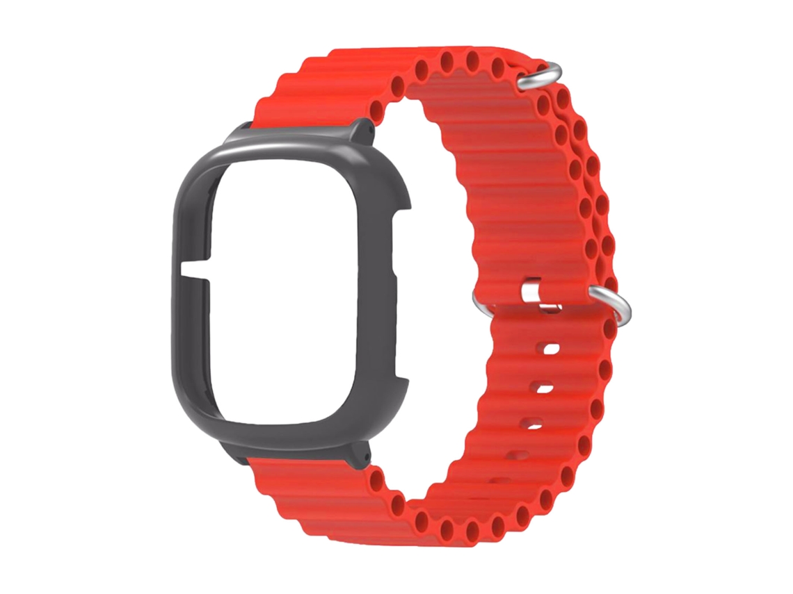 Pulseira de Relógio Silicone com Capa para Honor 4 Ajustável Anti Queda Esportiva Vermelha