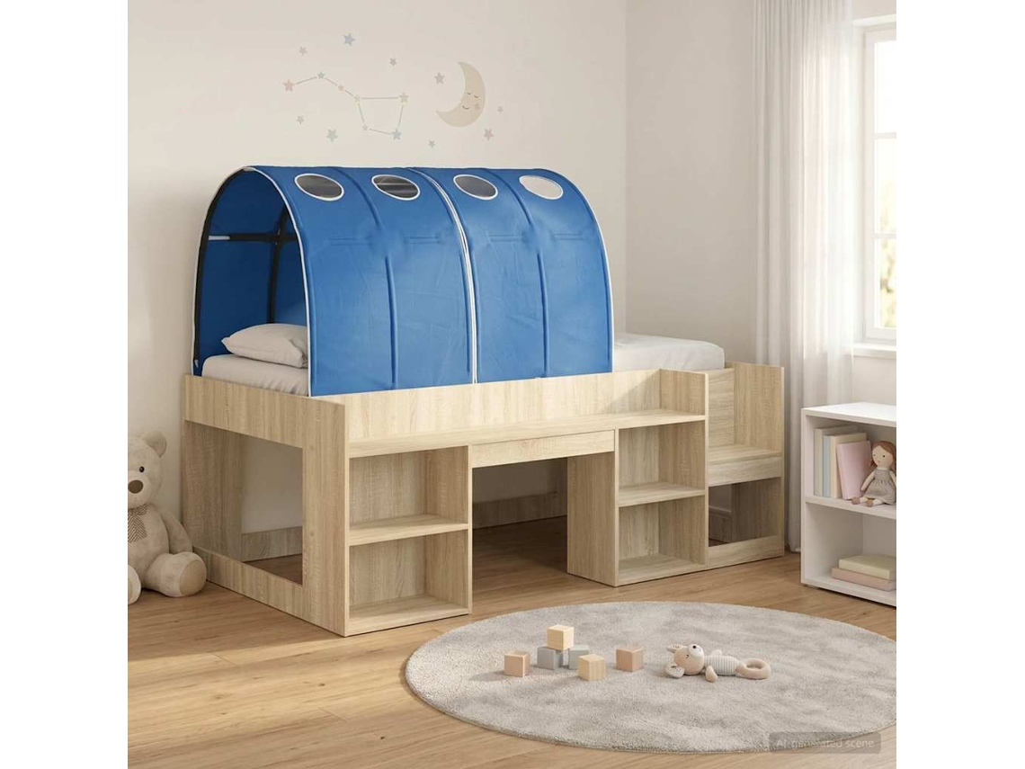 Vidaxl Estrutura De Cama Com Túnel 3 Unid. Carvalho Sonoma E Azul