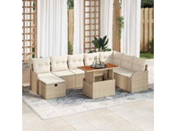Vidaxl Conjunto De Sofá De Jardim 9 Unid. Bege Vime Pe