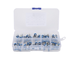 100 Peças Potenciômetro Trimmer Resistor Variável Rm065 Azul Branco Componente Eletrônico