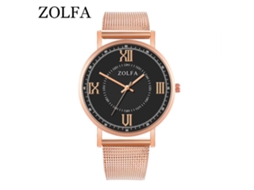 Reloj De Pulsera De Cuarzo Con Correa De Acero, Dial Redondo, Diseño Fashion (oro Rosa+negro)