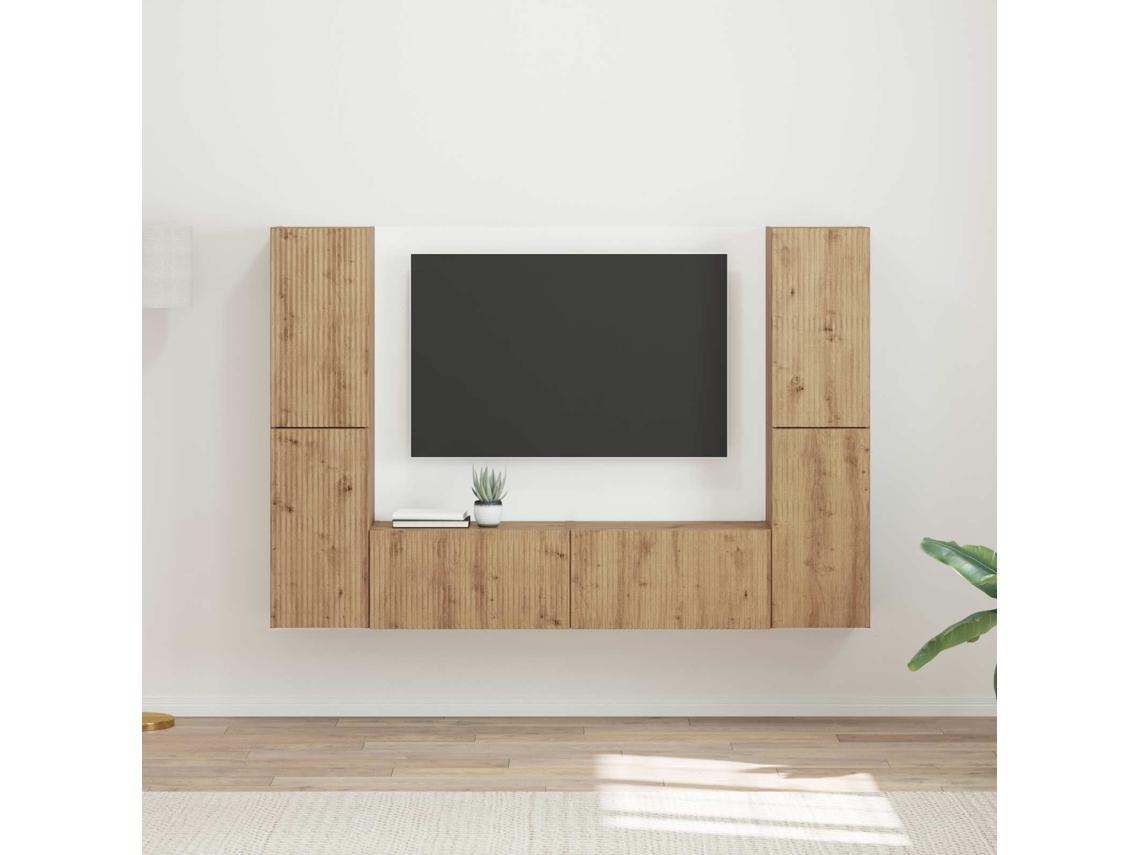 Vidaxl Conjunto De Móvel De Tv 6 Pcs Carvalho Artesanal