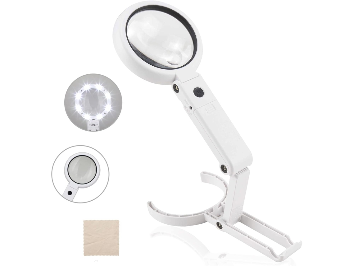 Lupa de Mão 5x 11x com 8 Luzes Led, Alta Ampliação BRILVIBERA