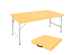 Mesa dupla portátil e resistente de 125 cm com apoios, altura ajustável, multifuncional, ideal para camping, piqueniques, festas internas e externas.