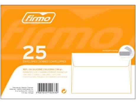 Envelope 114x162mm Branco 90grs C6 Pack 25 Unidades