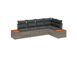 Conjunto 5 Sofá De Jardim Vidaxl Cinzento Vime Pe (264 X 154 X 85 Cm)