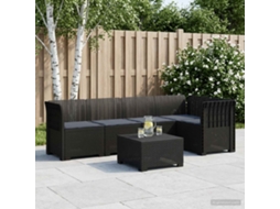 Vidaxl Sofá De Jardim De 5 Pessoas Com Almofadas Visual De Rattan Pp