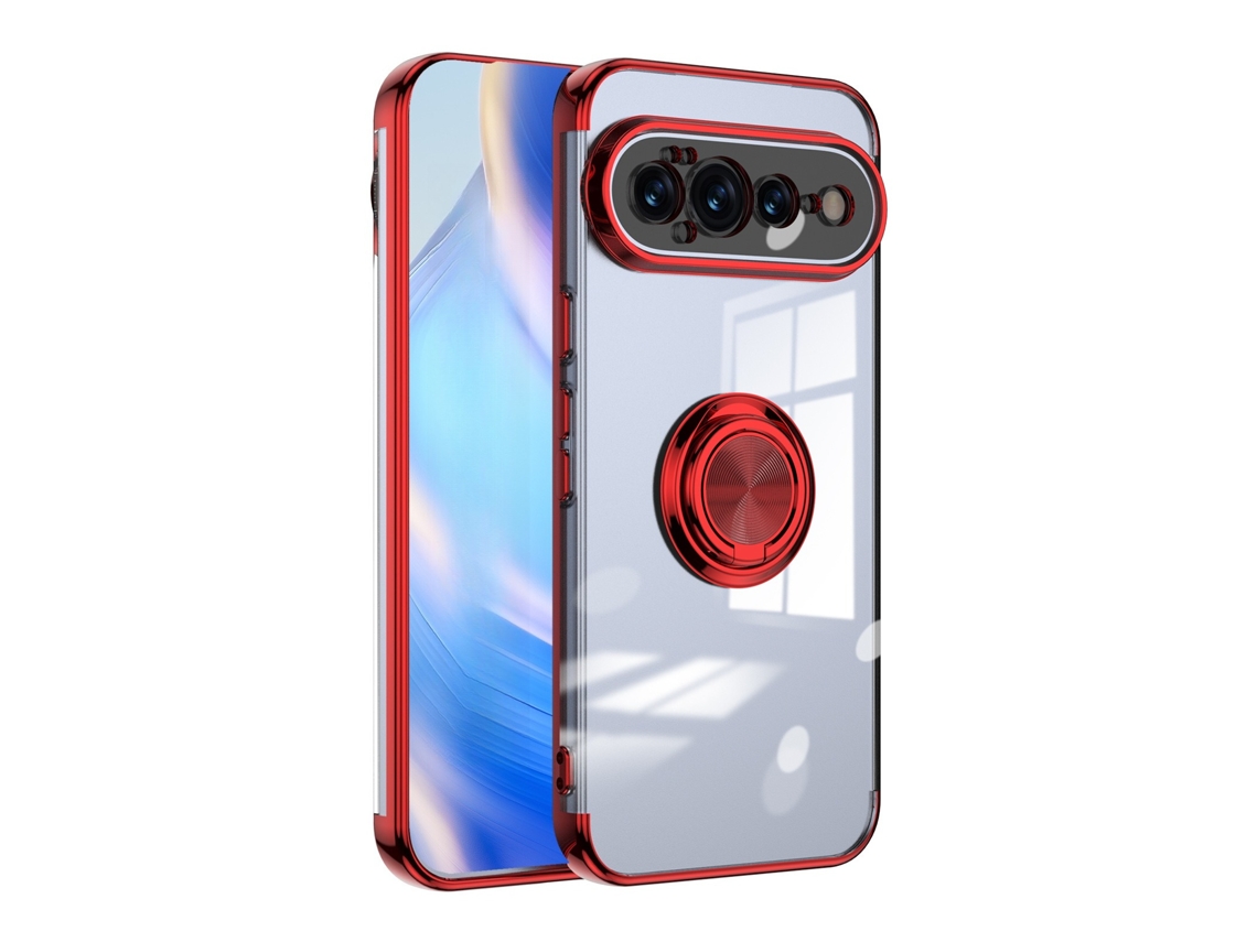 Capa Protetora Com Eletrodeposição Para Google Pixel 11 Com Anel (vermelho)