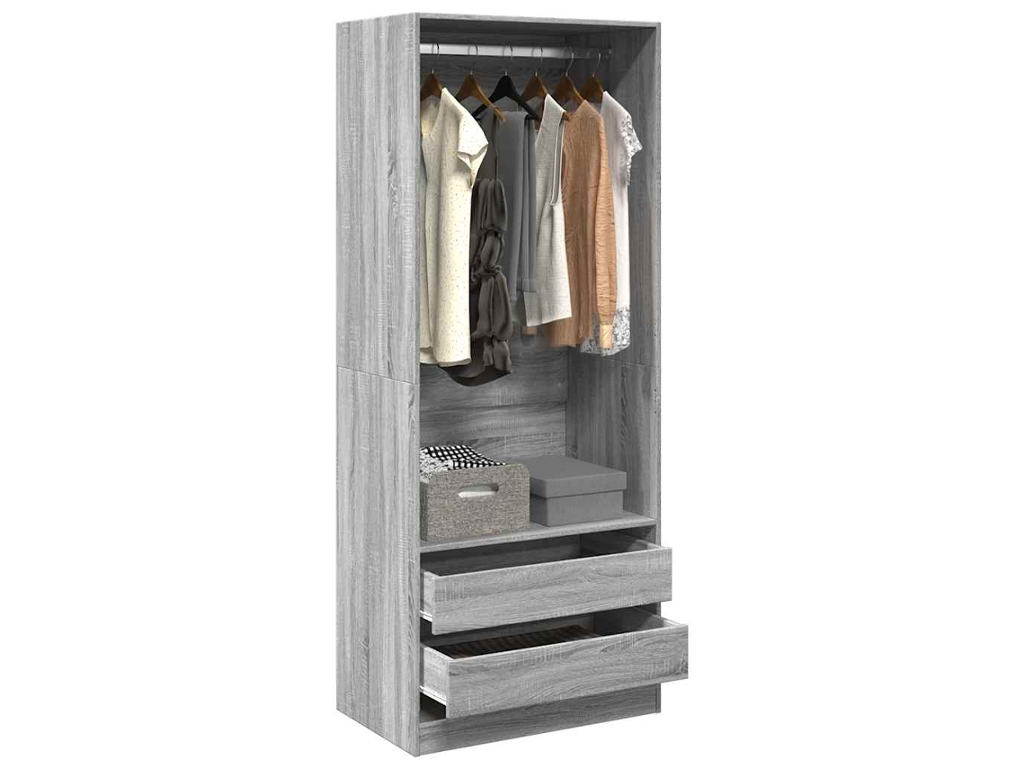 Vidaxl Roupeiro 80x50x200 Cm Derivados De Madeira Cinzento Sonoma