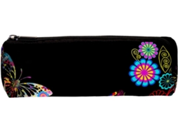 Estojo Lápis Com Estampa De Borboleta E Floral, Ideal Escritório, Escola, Etc