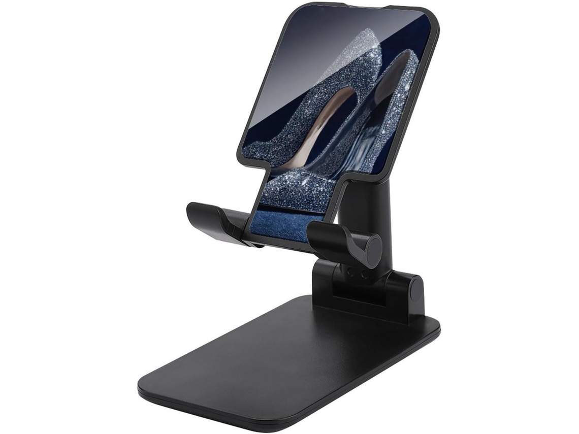 Suporte Dobrável E Ajustável Para Celular Em Formato De Salto Alto Com Detalhes Cristal, Ideal Para O Escritório