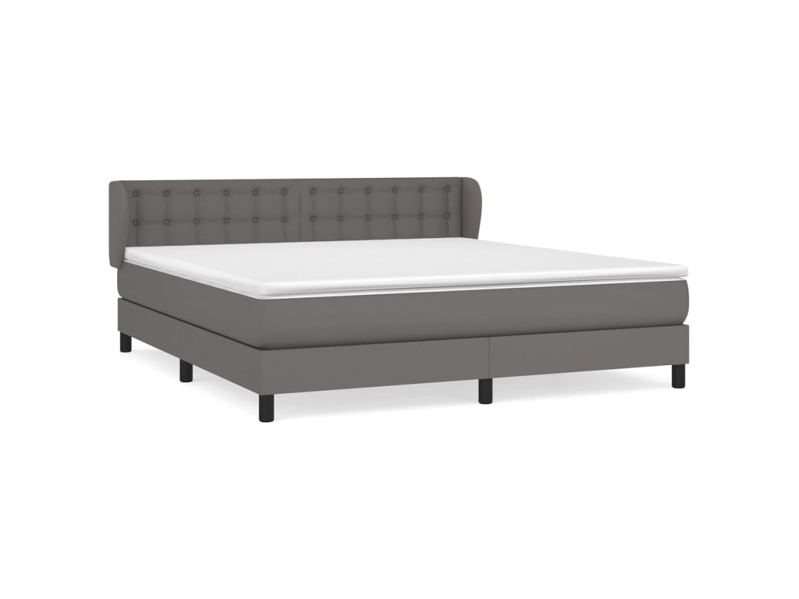Cama com Molas Couro Artificial Cinzento MAISON EXCLUSIVE 160x200 cm