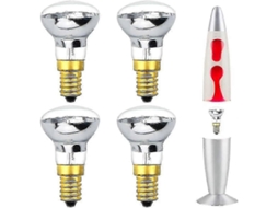 Lâmpada Lava 25w E14 R39 Branca Quente, Refletor Branco Quente, Lâmpada Pequeno Parafuso Edison, Holofote (Pacote Com 4) Classe Energética C -