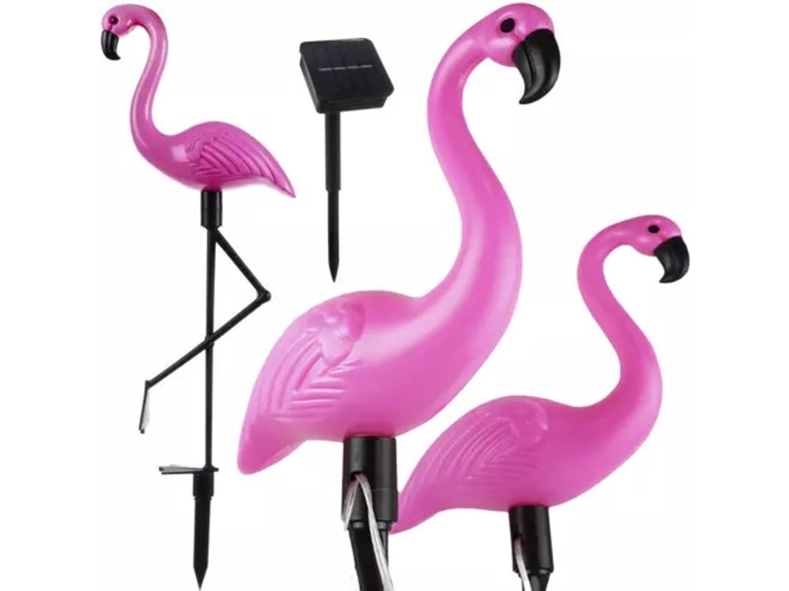 Conjunto De Luzes Solares Flamingo Para Jardim Com Led E Bateria 600mah