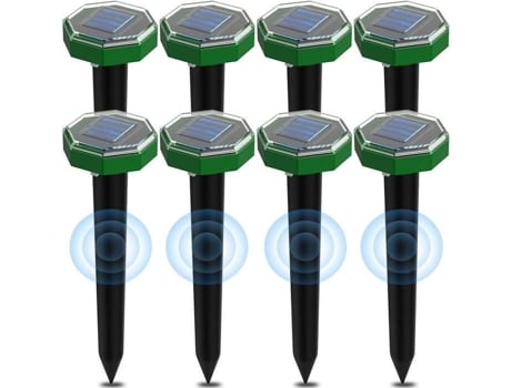 8 peças de luz solar ultrassônica repelente, luz solar ultrassônica anti-taupe com proteção IP65 à prova d'água, para uso externo ou em jardins Marsee