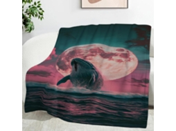 Manta Lua Baleia 180x200 Cm Multifuncional Macia Confortável em Flanela Ideal para Cama Escritório Cochilo e F