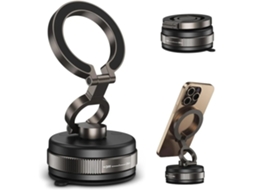 Suporte Magnético Para Celular Com Ventosa 360° A Vácuo Para Suporte De Carro Com Suporte De Metal Compatível Com Carro (preto)
