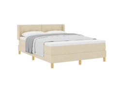 Vidaxl Cama Box Com Almofada Com Cabeceira Creme 200 X 140 Cm Tecido