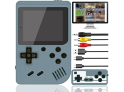 Console Portátil Retrô com 500 Títulos Clássicos, Tela de 3 Polegadas, Cinza AQUAFORGE