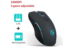 Rato Yizhood X9 Jogos Sem Fio 2.4g 2400dpi Ajustável Silencioso 7 Cores Respiração Brilho Para Pc Laptops Preto