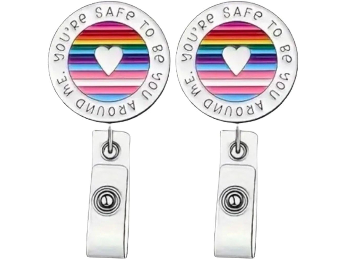 Kit Com 2-porta Crachás Retráteis Com As Cores Do Arco Íris Lgbtq+, Ideal Enfermeiros, Médicos E Consultórios