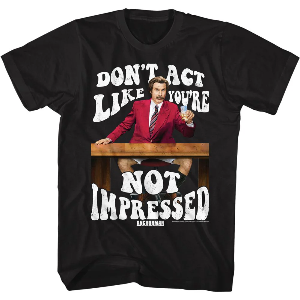 Unisex Adult T-shirt Rockinstone Anchorman Movie Not Impressed Black Sizel