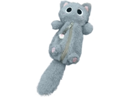 Estojo De Lápis Fofo Em Formato Gato Pelúcia Kawaii Com Zíper, Ideal Para Escola E Escritório.