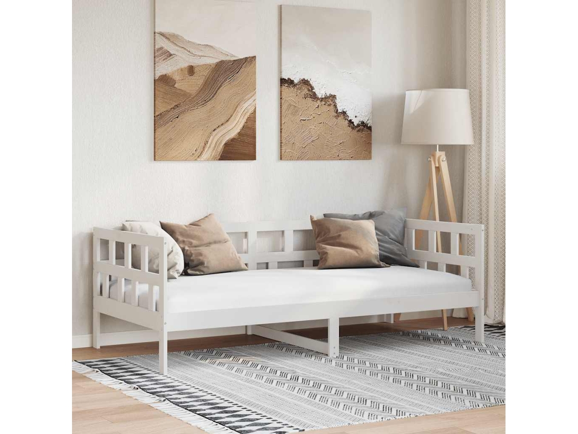 Vidaxl Sofá-cama 90x190 Cm Madeira De Pinho Maciça Branco