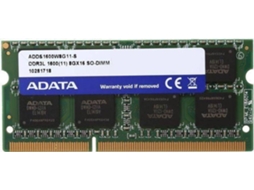 Memória RAM DDR3L ADATA ADDS1600W8G11-S (1 x 8 GB - 1600 MHz - CL 11 - Verde) — 8GB | DDR3 | 1600 MHz