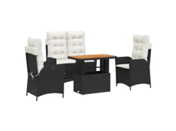 Conjunto de 4 Sofás Jardim com Almofadões Vime Pe Preto MAISON EXCLUSIVE (80x200 cm)