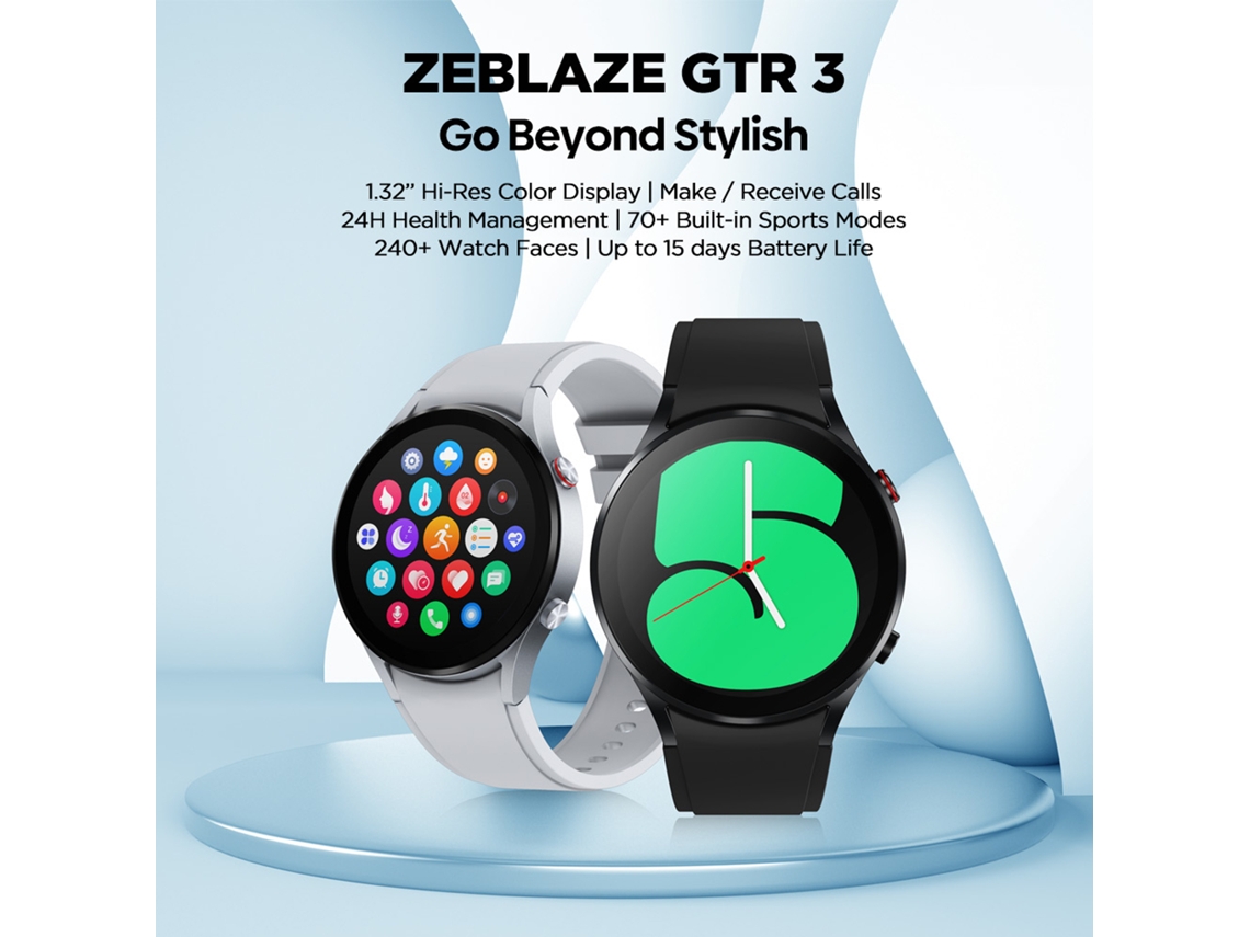 Relógio inteligente Zeblaze GTR3 com monitor de saúde e rastreador de atividade física, IP68, compatível com Android e iOS | S/MARCA