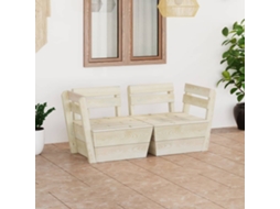 Vidaxl Sofá De Paletes 2 Lugares P/ Jardim Madeira De Abeto Impregnada