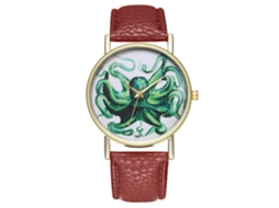 Relógio de pulso Zhoulianfa Quartz com pulseira de couro PU para homens e mulheres (cor café)