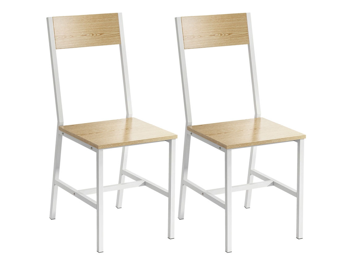 Cadeiras De Refeição Mdf E Metal Cor Madeira E Branco 36x47x88,3 Cm Homcom