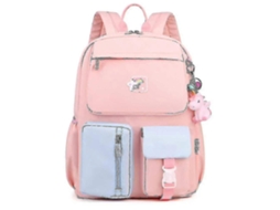 Mochila De Estudante Ideal Para Escola, Viagens Ou Trabalho, Com Compartimento Grande Olysi Shop (rosa)