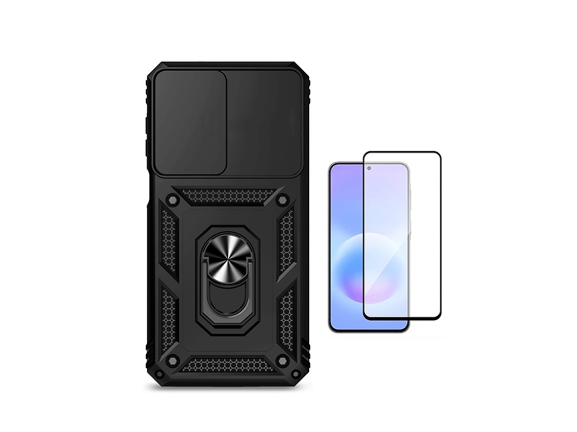 Kit Película De Vidro Temperado Gorilasglass Capa De Proteção Militar Magnética Janela Gift4me Para Samsung Galaxy A27 5g - Preto