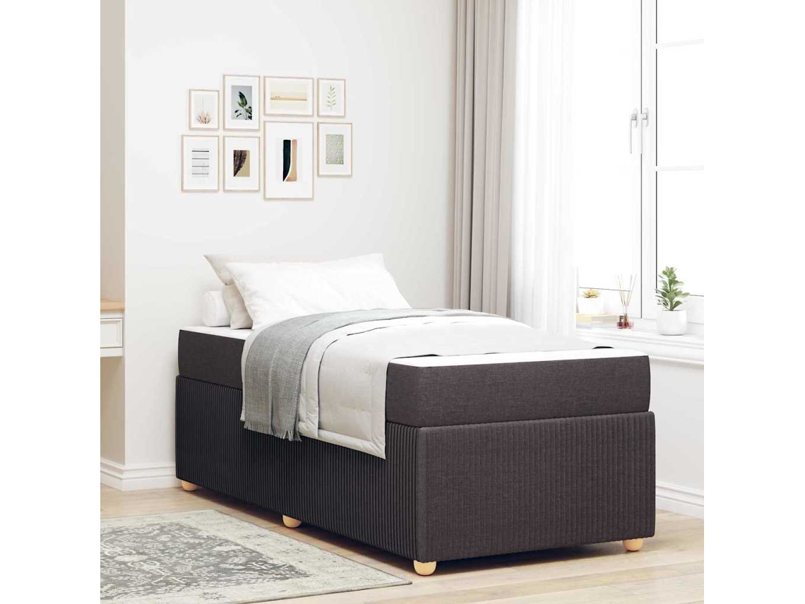 Vidaxl Estrutura Da Cama Marrom Escuro 90 X 190 Cm Tecido