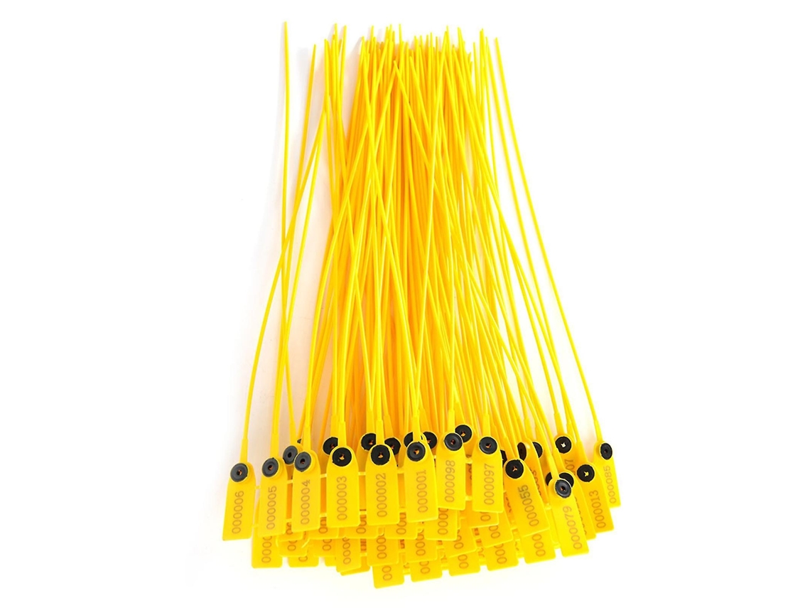 Abraçadeiras Cabo 100 Peças, De Lacre De Segurança De Plástico Para Caminhão De Transporte, Embalagem Amarela, 40 Cm, Amarelo, Aço, Para Automóvel